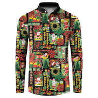 Hawaiian Santa Christmas Pattern Button Sweatshirt Black Version LT01 Red - Polynesian Pride