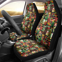 Hawaiian Santa Christmas Pattern Car Seat Cover Black Version - Polynesian Pride