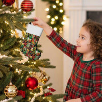 Hawaiian Santa Christmas Pattern Christmas Stocking Black Version - Polynesian Pride