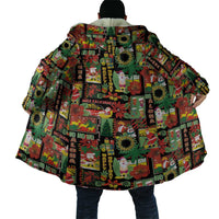 Hawaiian Santa Christmas Pattern Cloak Black Version - Polynesian Pride