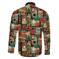 Hawaiian Santa Christmas Pattern Family Matching Off Shoulder Short Dress and Hawaiian Shirt Black Version - Polynesian Pride