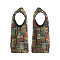 Hawaiian Santa Christmas Pattern Christmas Knitted V-Neck Vest Black Version - Polynesian Pride