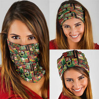 Hawaiian Santa Christmas Pattern Neck Gaiter Black Version - Polynesian Pride