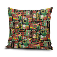 Hawaiian Santa Christmas Pattern Pillow Cover Black Version - Polynesian Pride