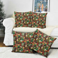 Hawaiian Santa Christmas Pattern Pillow Cover Black Version - Polynesian Pride