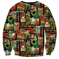 Hawaiian Santa Christmas Pattern Sweatshirt Black Version - Polynesian Pride