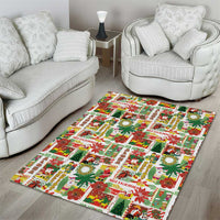 Hawaiian Santa Christmas Pattern Area Rug White Version - Polynesian Pride