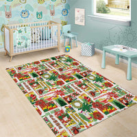 Hawaiian Santa Christmas Pattern Area Rug White Version - Polynesian Pride