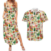 Hawaiian Santa Christmas Pattern Couples Matching Summer Maxi Dress and Hawaiian Shirt White Version - Polynesian Pride