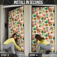 Hawaiian Santa Christmas Pattern Door Cover White Version - Polynesian Pride