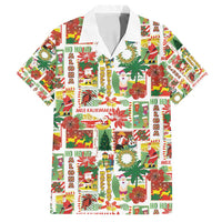 Hawaiian Santa Christmas Pattern Family Matching Off Shoulder Short Dress and Hawaiian Shirt White Version - Polynesian Pride