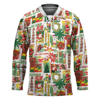 Hawaiian Santa Christmas Pattern Hockey Jersey White Version - Polynesian Pride
