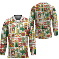 Hawaiian Santa Christmas Pattern Hockey Jersey White Version - Polynesian Pride