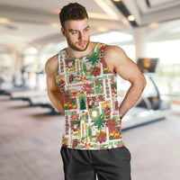 Hawaiian Santa Christmas Pattern Men Tank Top White Version - Polynesian Pride
