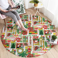 Hawaiian Santa Christmas Pattern Round Carpet White Version - Polynesian Pride