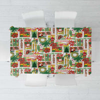 Hawaiian Santa Christmas Pattern Tablecloth White Version - Polynesian Pride