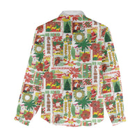 Hawaiian Santa Christmas Pattern Women Casual Shirt White Version - Polynesian Pride