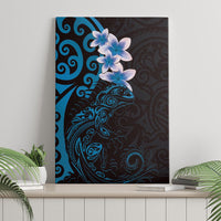 New Zealand Tuatara Plumeria Canvas Wall Art Maori Blue Koru Tribal Tattoo