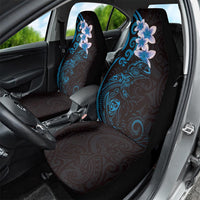 New Zealand Tuatara Plumeria Car Seat Cover Maori Blue Koru Tribal Tattoo