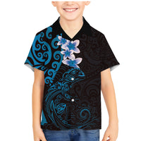 New Zealand Tuatara Plumeria Family Matching Mermaid Dress and Hawaiian Shirt Maori Blue Koru Tribal Tattoo
