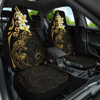 New Zealand Tuatara Plumeria Car Seat Cover Maori Gold Koru Tribal Tattoo