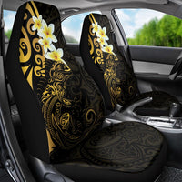 New Zealand Tuatara Plumeria Car Seat Cover Maori Gold Koru Tribal Tattoo