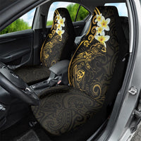 New Zealand Tuatara Plumeria Car Seat Cover Maori Gold Koru Tribal Tattoo