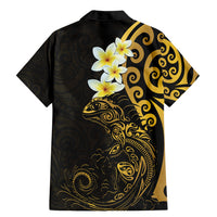 New Zealand Tuatara Plumeria Family Matching Mermaid Dress and Hawaiian Shirt Maori Gold Koru Tribal Tattoo