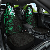 New Zealand Tuatara Plumeria Car Seat Cover Maori Green Koru Tribal Tattoo