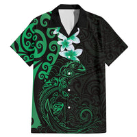 New Zealand Tuatara Plumeria Family Matching Mermaid Dress and Hawaiian Shirt Maori Green Koru Tribal Tattoo