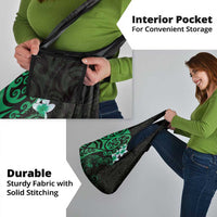 New Zealand Tuatara Plumeria Grocery Bag Maori Green Koru Tribal Tattoo