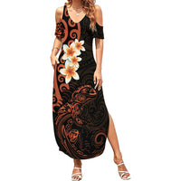 New Zealand Tuatara Plumeria Family Matching Summer Maxi Dress and Hawaiian Shirt Maori Orange Koru Tribal Tattoo