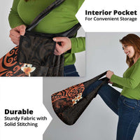 New Zealand Tuatara Plumeria Grocery Bag Maori Orange Koru Tribal Tattoo