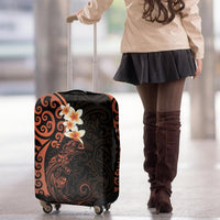 New Zealand Tuatara Plumeria Luggage Cover Maori Orange Koru Tribal Tattoo