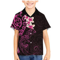 New Zealand Tuatara Plumeria Family Matching Mermaid Dress and Hawaiian Shirt Maori Pink Koru Tribal Tattoo
