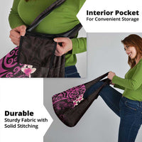 New Zealand Tuatara Plumeria Grocery Bag Maori Pink Koru Tribal Tattoo