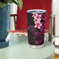 New Zealand Tuatara Plumeria Tumbler Cup Maori Pink Koru Tribal Tattoo