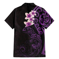 New Zealand Tuatara Plumeria Family Matching Mermaid Dress and Hawaiian Shirt Maori Purple Koru Tribal Tattoo