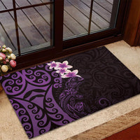 New Zealand Tuatara Plumeria Rubber Doormat Maori Purple Koru Tribal Tattoo