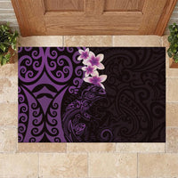 New Zealand Tuatara Plumeria Rubber Doormat Maori Purple Koru Tribal Tattoo