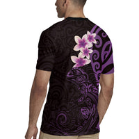 New Zealand Tuatara Plumeria Rugby Jersey Maori Purple Koru Tribal Tattoo