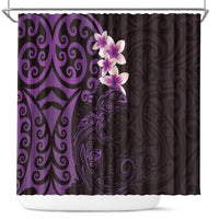 New Zealand Tuatara Plumeria Shower Curtain Maori Purple Koru Tribal Tattoo