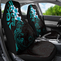 New Zealand Tuatara Plumeria Car Seat Cover Maori Teal Koru Tribal Tattoo