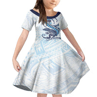 Blue Maori Tuatara Family Matching Mermaid Dress and Hawaiian Shirt Luxury Pastel Pattern