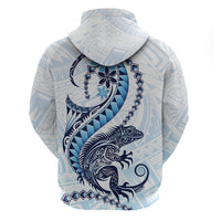 Blue Maori Tuatara Hoodie Luxury Pastel Pattern