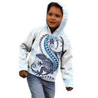Blue Maori Tuatara Kid Hoodie Luxury Pastel Pattern