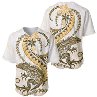 Gold Maori Tuatara Baseball Jersey Luxury Pastel Pattern LT01 - Polynesian Pride