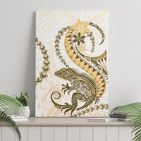 Gold Maori Tuatara Canvas Wall Art Luxury Pastel Pattern