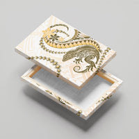 Gold Maori Tuatara Canvas Wall Art Luxury Pastel Pattern