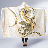 Gold Maori Tuatara Hooded Blanket Luxury Pastel Pattern LT01 - Polynesian Pride